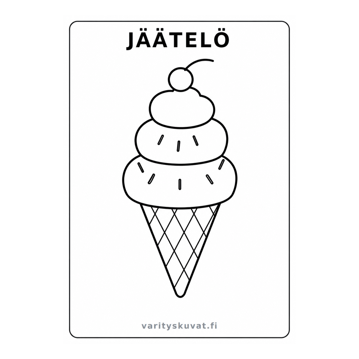 Jäätelö värityskuva tulostettavaksi