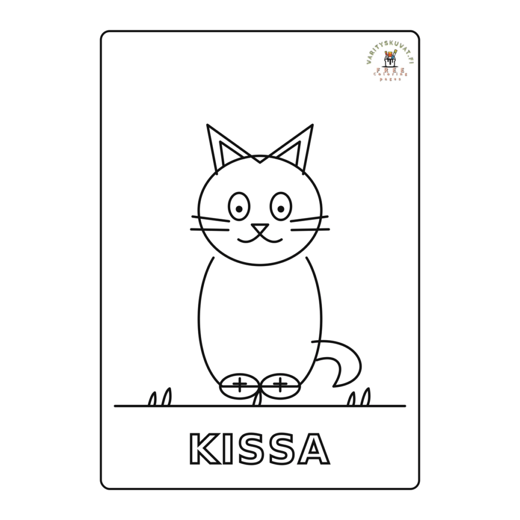Helppo kissa värityskuva