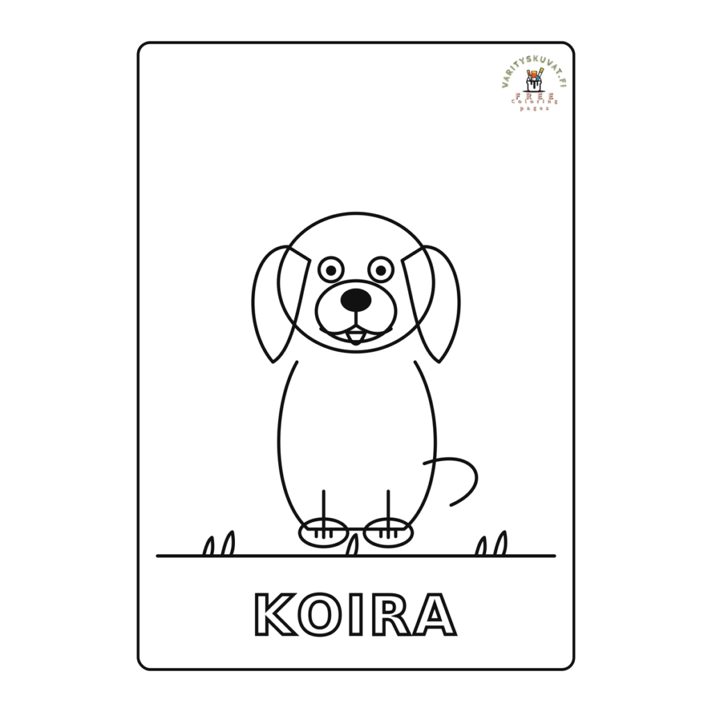 Helppo koira värityskuva