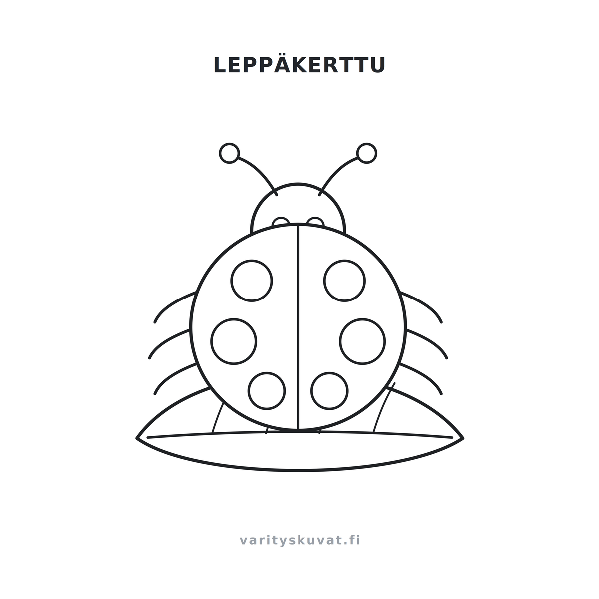 Leppäkerttu värityskuva lapsille