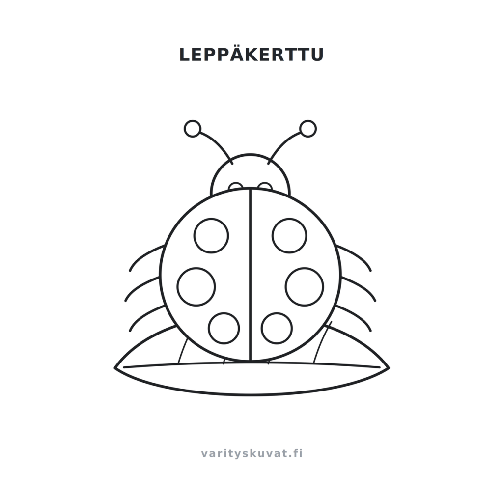 Helppo leppäkerttu värityskuva lapsille
