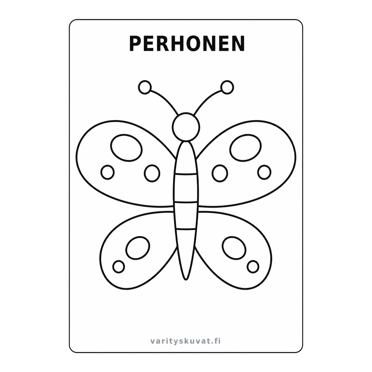 Perhonen värityskuva lapsille