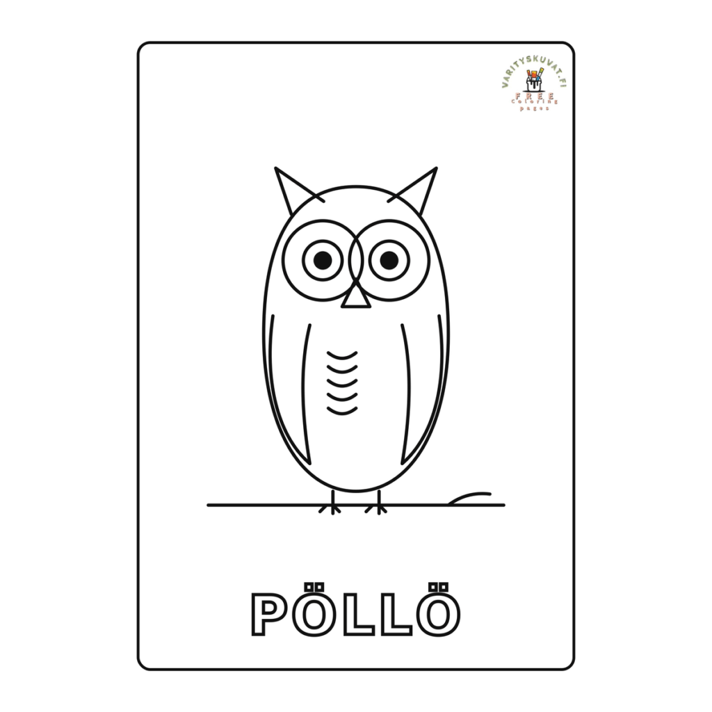 Helppo pöllö värityskuva