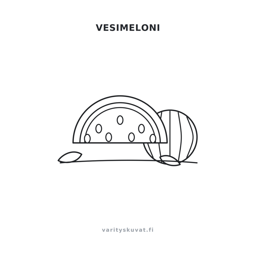 Vesimeloni värityskuva lapsille