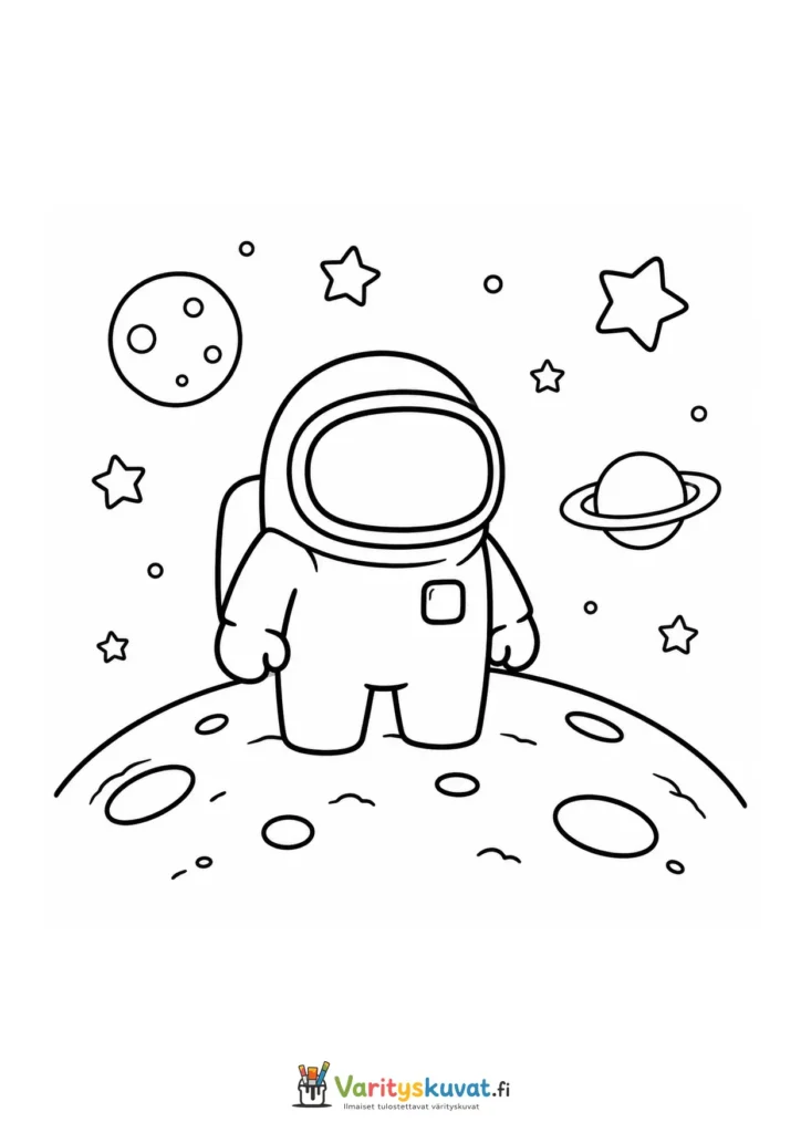 Among Us astronautti kuun pinnalla maisema