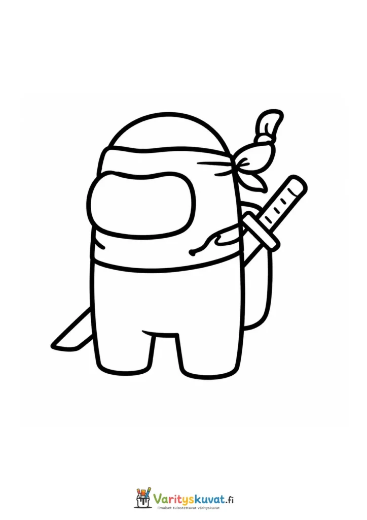 Among Us ninja miekan kanssa