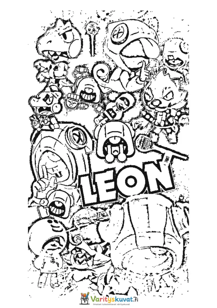 Brawl Stars Leon-juliste värityskuva