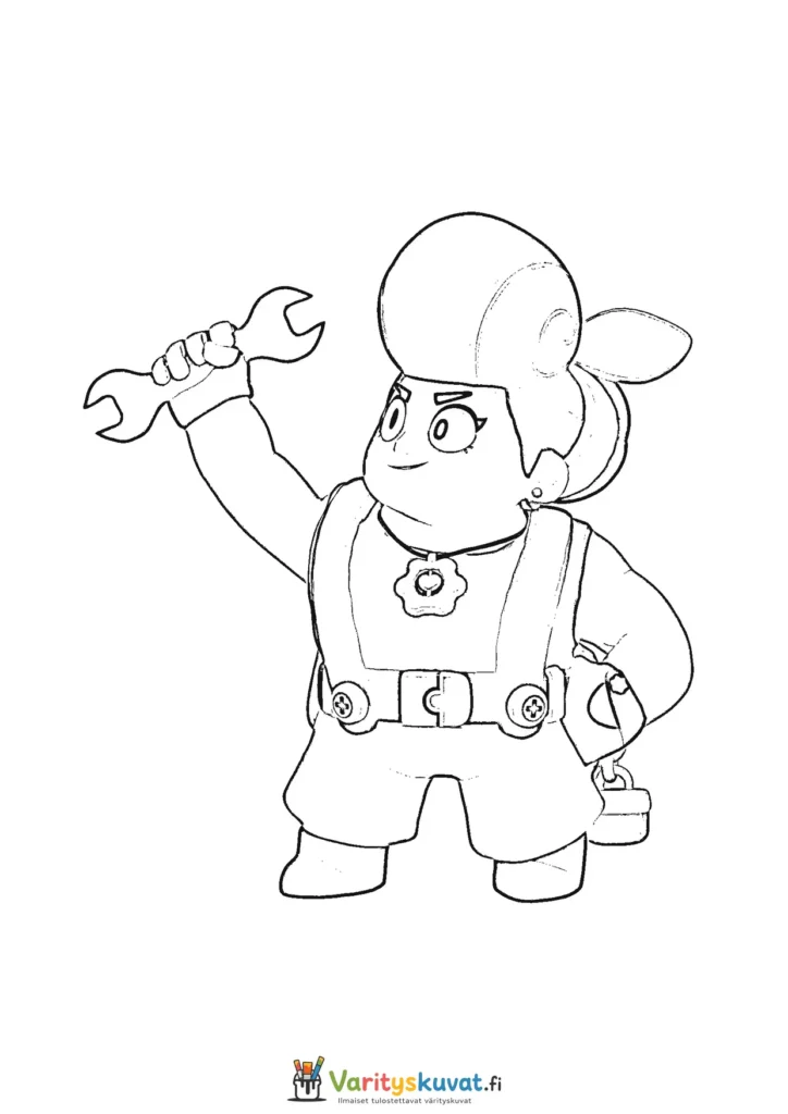 Brawl Stars punatukkainen Brawl Stars -mekaanikko värityskuva