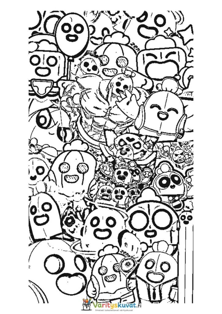 Brawl Stars Spike-kollaasi värityskuva