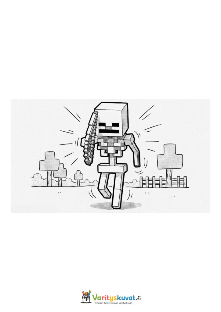 Minecraft-luuranko juoksee jousi kädessään.