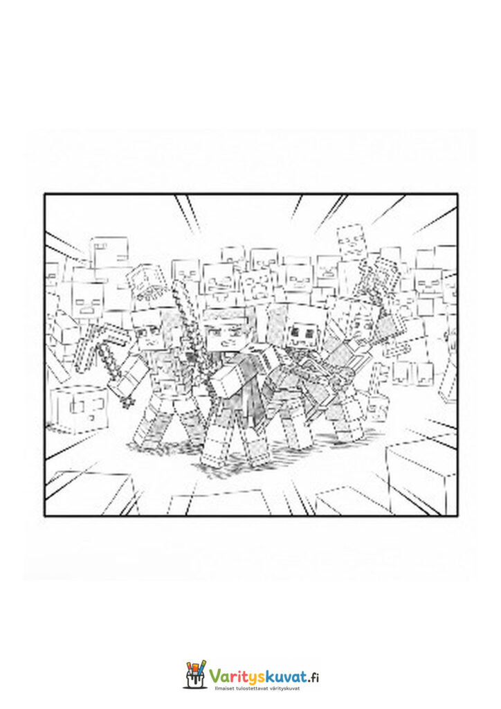 Minecraft-soturit seisovat suuren hahmojoukon edessä.