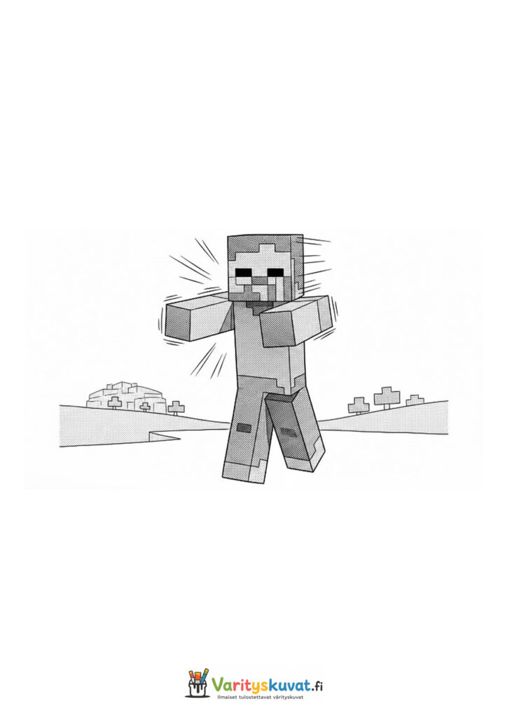 Minecraft-zombi kävelee kädet ojennettuina.