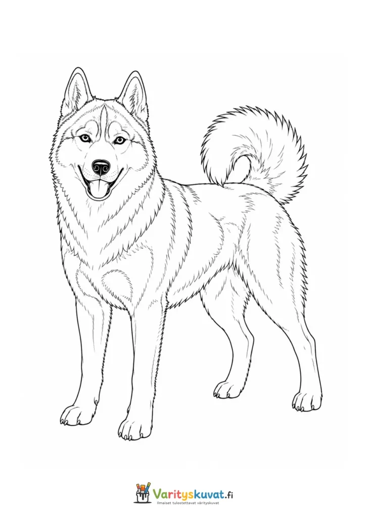 Siperialainen husky värityskuva